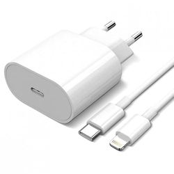 Chargeur USB C Charge Rapide 20 W Compatible avec iPhone Câble pour iPhone 13 12 11 X XS XR 8 iPad Tête Carregateur Rapide avec 2 m Câble USB C Chargeurs Mobiles Prise Murale Adaptateur Chargeur