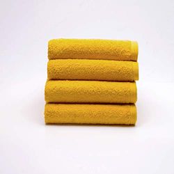 Sancarlos - Lot de 4 Serviettes de Toilette Ocean de Lavabo, Couleur Mostase, 100% Coton, 550 g/m²