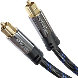 KabelDirekt – Optische audiokabel met 0% signaalverlies – 10m – TOSLINK kabel (TOSLINK naar TOSLINK, optical audio cable, S/PDIF, glasvezelkabel voor home cinema/soundbar/PS4/Xbox, nylon gevlochten)