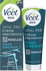 VEET MEN -Crèmes Dépilatoires avec Dôme Applicateur - Peaux Sensibles (6 Crèmes Dépilatoires Aisselles)