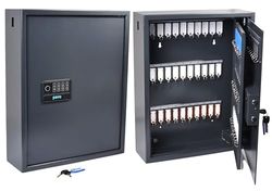 Pavo Armoire à clés avec Serrure électronique numérique,également Ouvert avec Un Lecteur d'empreintes digitales ou Une clé,Porte-clés magnétiques pour 100 clés,10 Porte-clés magnétiques Noirs Inclus
