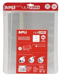 APLI 20282 Boekinleg met verstelbare klep van polypropyleen, 29 x 53 cm, 75 µ, 10 stuks