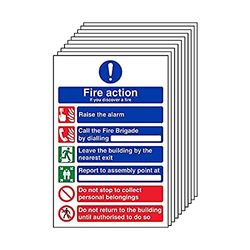 V Safety Fire Action - General Fire Action 6 Message - 150 x 200mm - Pack of 10