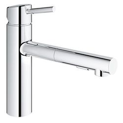 GROHE Concetto - Kitchen Sink Pull-Out Dual Spray - Medium Spout - 35 mm ceramic cartridge - Diverter: Laminar Spray and SpeedClean Shower Jet - Monobloc Installation - Chrome - 30273001