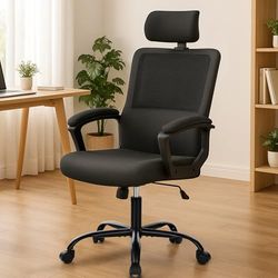 DUMOS Chaise de Bureau Ergonomique - Une Chaise de Bureau avec accoudoirs Confortables, équipée d'un Soutien Lombaire Confortable et d'un Repose-Pieds - Convient pour la Maison