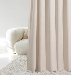 ROOM99 Rideau avec œillets Aura 140 x 250 cm Largeur x Hauteur, Décoration de Fenêtre, Curtains et Draperies intérieurs pour Salon, Chambre Moderne Lisse Beige Clair, 1 pièce