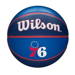 Wilson Pallone da Basket NBA TEAM TRIBUTE BSKT, Utilizzo Outdoor, Gomma, Misura 7, Blu/Blu Scuro (Philadelphia 76ers)