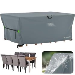 Velway Funda para Muebles de Jardín Impermeable - Funda Mesa Jardin de Exterior Cubierta Protectora a Prueba de Viento para Muebles de Jardín Rectangular (Gris 242x162x71cm)