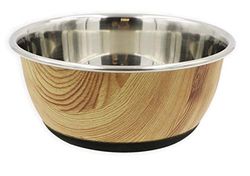 Tyrol Kom, roestvrij staal, antislip, voor katten, honden, huisdieren, houtlook, 16 cm, 96 stuks