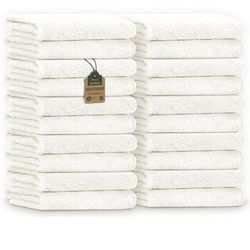 NatureMark Serviettes d'invité – Lot de 20 (30x50 cm), 100% Coton, certifiées Oeko-TEX, Douces, absorbantes et faciles d'entretien – pour Salle de Bain, invités & Spa – Crème/Naturelle