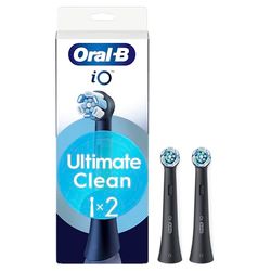 Oral-B - Juego de 2 cepillos de repuesto para cepillos de repuesto (limpios, automáticos, negros, cepillado profundo, eliminación de placa dental, cepillo redondo para cepillos eléctricos oral B iO