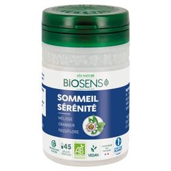 Biosens - Gélule végétale Sommeil Sérénité - Mélisse, Oranger et Passiflore - Certifié Bio AB Vegan - Fabriqué en France - Programme de 15 jours - 45 gélules