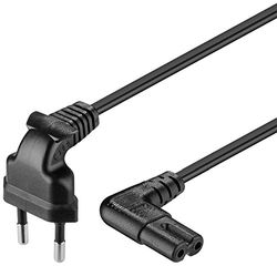 goobay 97346 Cable de alimentación Euro acodado en Ambos Lados; Enchufe Euro Negro (Tipo C, CEE 7/16) > Toma de Aparato C7, Compatible con TV Samsung, LG, Philips, ps4 etc. / 1m