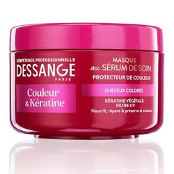 DESSANGE - Maschera per capelli a colori e cheratina - Formula arricchita in cheratina vegetale e filtro UV - nutre, ripara e conserva il colore - per capelli colorati - 250 ml