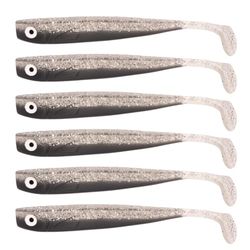 Lot de 6 leurres de pêche à Paillettes fumées de 12 cm, leurres de pêche, leurres de Sandre, leurres Souples, leurres en Caoutchouc, Contenu de la Livraison : 6 pièces.