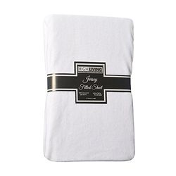 Jersey - Sábana Bajera Ajustable para Cuna, para Cama Individual, Doble, King (Blanco, Cochecito/Cuna)