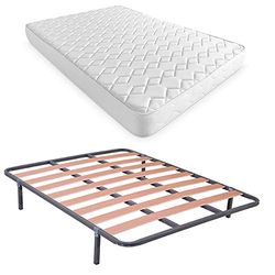 DUÉRMETE ONLINE Letto Completo con Materasso viscoelastico Senna Reversibile (Lato Inverno/Estate) + Rete Basic + 4 Gambe Sena, Set, 105x190