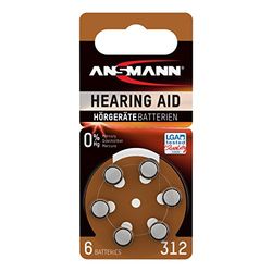 ANSMANN Piles auditives 312 1,4V (lot de 1) – Piles bouton type 312 P312 ZL3 PR41 pour aides auditives – Piles plates pour appareils auditifs, amplificateurs sonores, prothèses auditives – Marron
