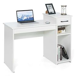 COSTWAY Escritorio, Madera de ingeniería, Blanco, 104 x 50 x 82 cm
