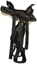 Cwell Equine BLACK Embedded sparkling clear crystals Synthetic Western Saddle Set (PONY 10" = 25.5 CM)