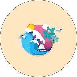 Bonateks, Round Digital Printed Mouse Pad, Non-Slip Base, for Office and Home, Diameter:22cm