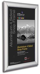 Stewart Superior A0 aluminium 4-sidig 25 mm frontlastad bild/affisch snäppram – silver