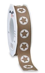 Präsent New Life Star Nastro in taffetà Riciclato, Tortora, 25 mm – 20 m, Taupe-Rosso