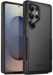 Poetic Custodia neon per Samsung Galaxy S25 Ultra 5G, a doppio strato, resistente, robusta, leggera, sottile, antiurto, custodia protettiva per telefono, nera