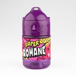 Super Romane Personalised Kids Water Bottle with Straw