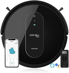 Cecotec Conga Serie 1390 Robot Aspirador 4 En 1, Navegación Inteligente Y Ordenada Itech Gyro, 7 Modos De Limpieza Con Muro Magnético, 3 Niveles De Fregado, 45 W, menor a 64 dB, Negro