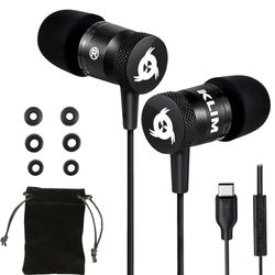 KLIM Fusion C – USB-C hoofdtelefoon van hoge kwaliteit audio + 5 jaar garantie – in-ear hoofdtelefoon met traagschuim en microfoon – nieuwe versie 2022 – zwart