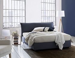 Talamo Italia - Lit double Clodovea, Lit coffre avec revêtement amovible avec tête de lit rembourrée et cadre de lit coffre, 100% Made in Italy, avec matelas 160x190 cm inclus, Bleu