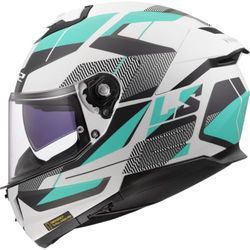 LS2 Stream II FF808 Full Face Motorcycle Helmet. ECE 22.06 Homologation Motorbike Crash Helmet. Road Matt Cyan Light Grey. XS
