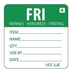 Paquete de: 500 Etiqueta día de la semana Viernes Vogue