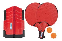 Donic-Schildkröt Table Tennis Outdoor Flex Set, 2 Water-Resistant Plastic Bats, 2 Balls, Retractable and Length-Adjustable Net Set, in a Practical Resealable Box, 788647