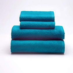 Sancarlos - Set of 4 Ocean Towels, 2 Wash Basin and 2 Bath Towels, Emerald Color, 100% Cotton, 550 g/m2