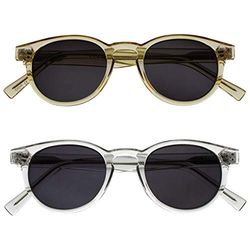 OPULIZE Rox 2 Pack Super Stylish Transparent Gold Clear Womens Mens Reading Sunglasses UV400 Round SS89-9C +1.00