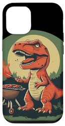 Custodia per iPhone 15 Fantastico dinosauro amante del barbecue per gli amanti del barbecue giurassico