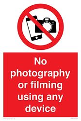 Viking Signs No photography or filming using any device Sign - 200x300mm - A4P,Red/White