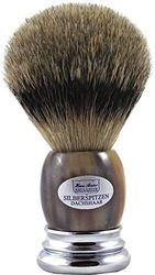 Hans baier Exclusive pennello da barba Argento punta Real corno chiaro con piedi in metallo