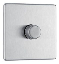 BG Electrical FBS81P-01 - Interruttore singolo dimmer senza viti, in acciaio spazzolato, 2 vie, 400 W