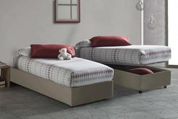 Talamo Italia - Letto singolo Irene, Letto contenitore con rivestimento in ecopelle, 100% Made in Italy, Apertura frontale, adatto per materasso Cm 80x200, Tortora