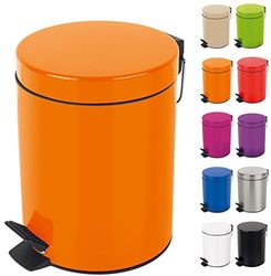 Spirella Poubelle 3 ou 5 litres Métal Sydney avec récipient intérieur en Plastique récyclé Salle de Bains Poubelle à pédale Boîte à ordures Orange