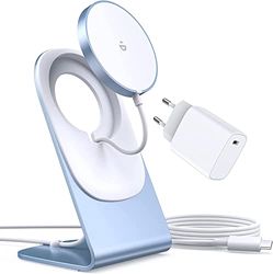 Mag-Safe oplader, draadloze oplader met iPhone-laadstation, inductief laadstation, magnetische inductielader, draadloze snellader, compatibel met iPhone 16/15/14/13/12/11 Pro Max Plus, blauw