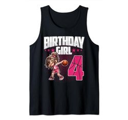 4º cumpleaños niña baloncesto dabbing 4 años cumpleaños Camiseta sin Mangas