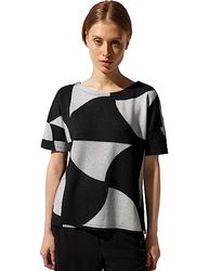 Street One Dames shirt met korte mouwen bedrukt, zwart, 46