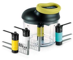 Tefal 5 Segundos - Moedor manual de 900 ml, 4 cabeças com lâminas de aço inoxidável e folhas para puré, sem eletricidade, rápido e seguro, legumes, frutas secas, fácil de limpar