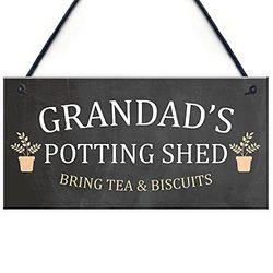 RED OCEAN Grandads Potting Shed Sign Hanging Plaque Shed Garden Sign Grandad Gift For Him