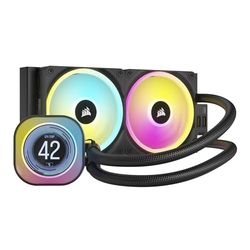 CORSAIR iCUE LINK H100i LCD Vloeibare CPU-Koeler - 240mm AIO - QX120 RGB Ventilatoren - 2,1" IPS LCD-Scherm - Geschikt voor Intel LGA 1700, AMD AM5 - iCUE LINK System Hub Inbegrepen - Zwart