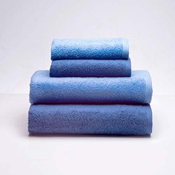Sancarlos - Ocean, set di 2 asciugamani da lavabo + 2 asciugamani da bagno combinati, colore blu scuro e azzurro, dimensioni 50 x 100 cm, 100 x 150 cm